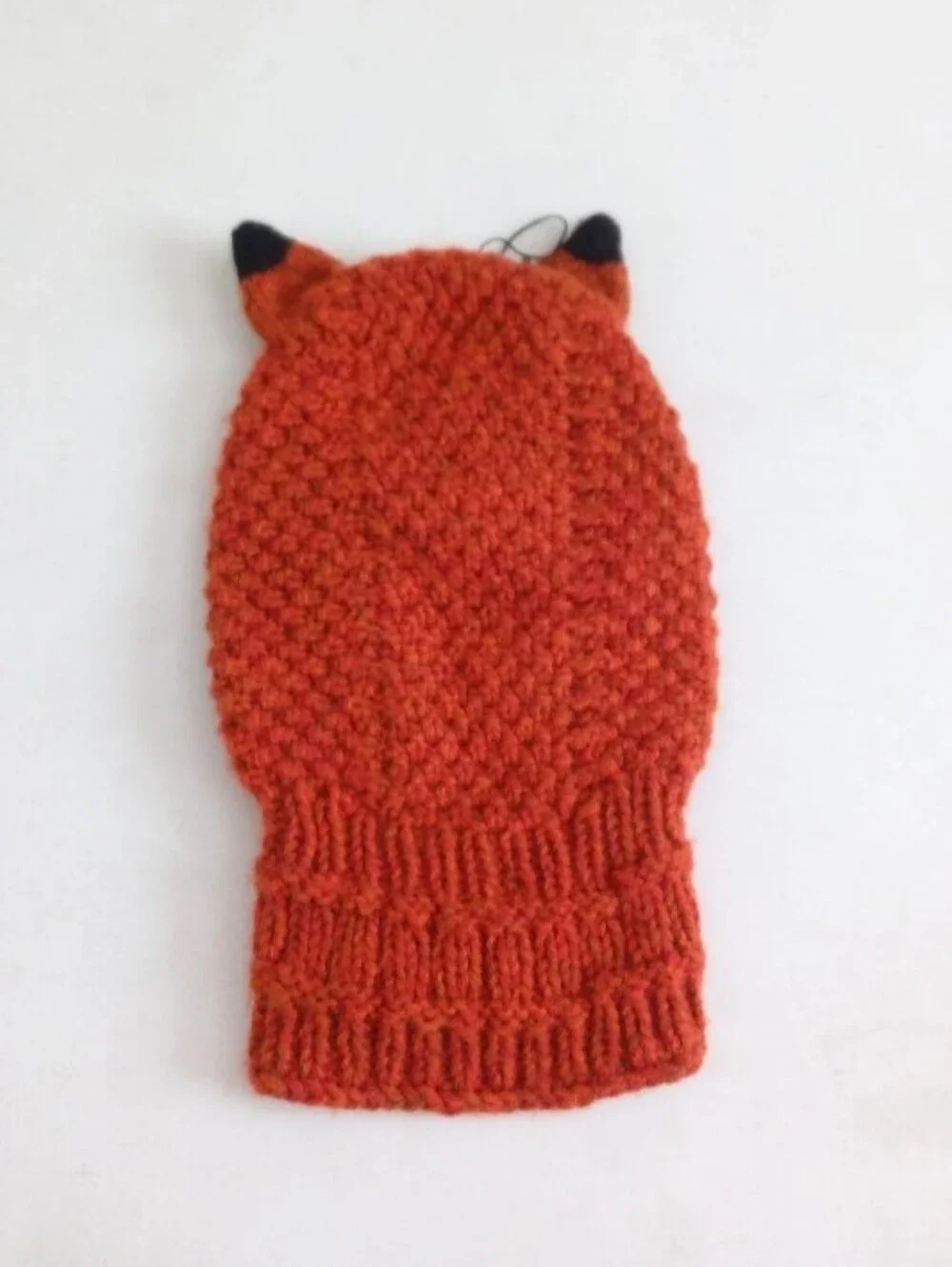 NWOT Andes Gifts partial wool blend cozy orange knit balaclava with fox ears